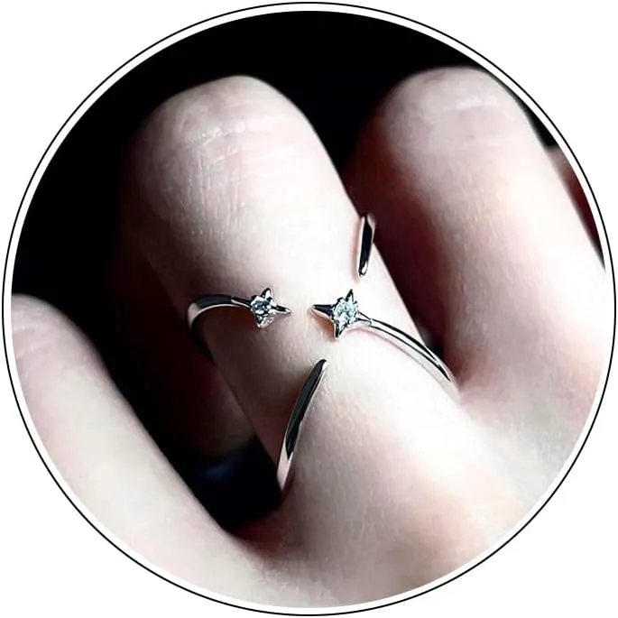 Y2k X Rings for Women Sparkly Rhinestones Star Statement Rings Dainty Elegant Criss Cross Ring Personalized Adjustable Open CZ Star Wrap Swirl Wire Ring Fashion Birthday Christmas Jewelry Gift