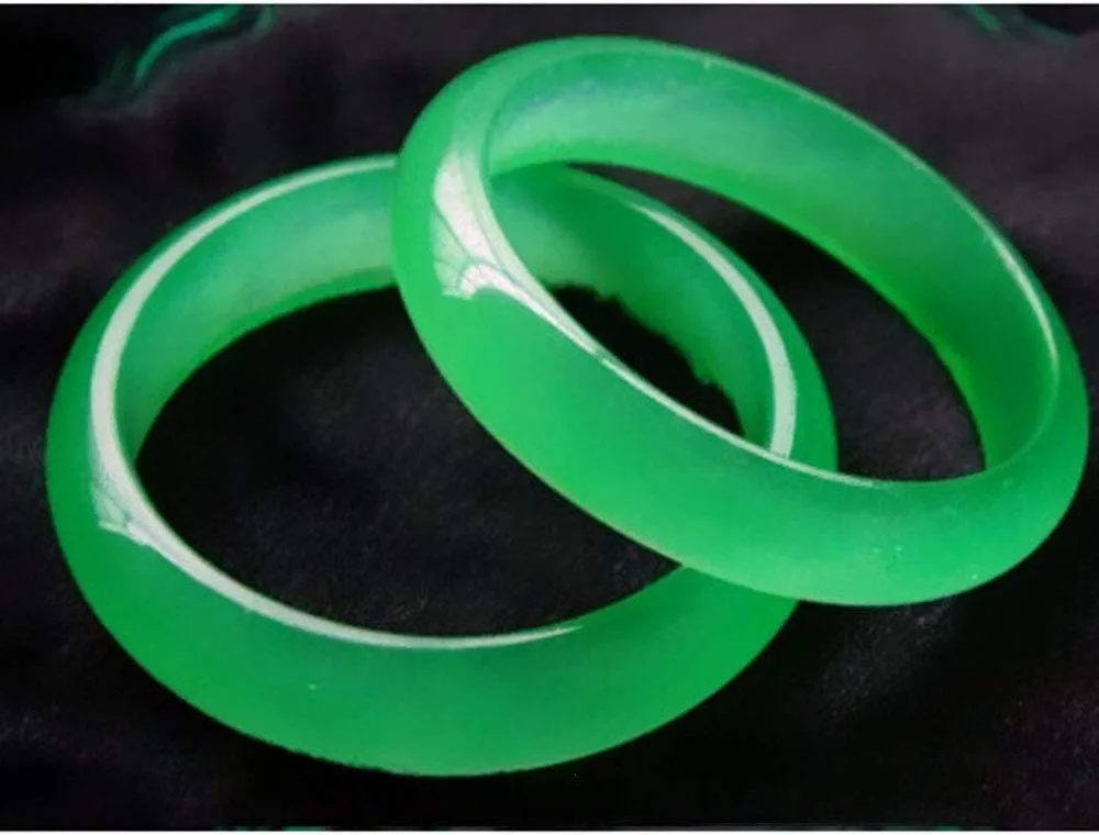 YASHUNJIA- Green Jade Bracelet, Natural Jade Green Quartzite Jade Bracelet with Box