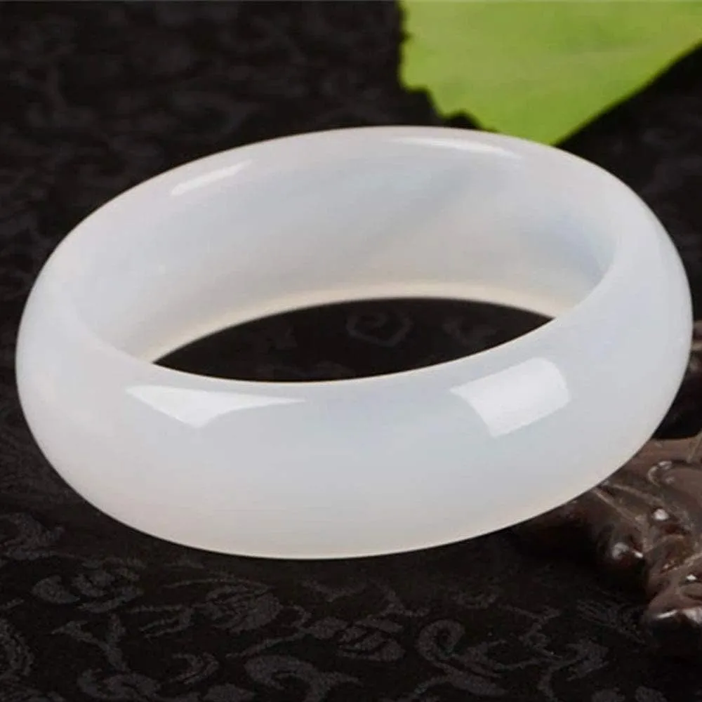 YASHUNJIA-Jade Bracelet for Women, Natural Agate Ladies Widened Thick