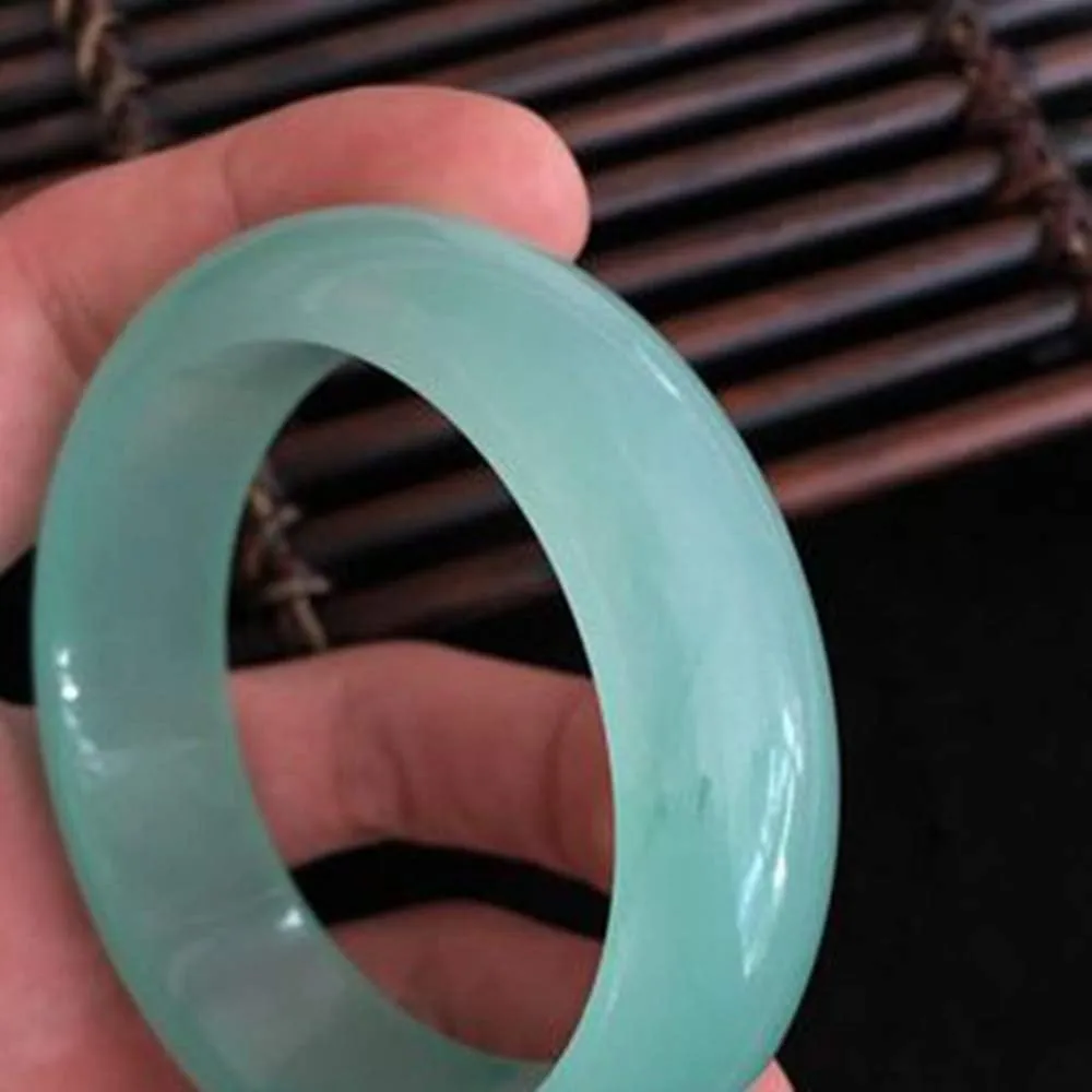 YASHUNJIA-Women's Bangle, Natural Genuine Jadeite Ice Light Green Bangle Quartzite for Mother to Girlfriend