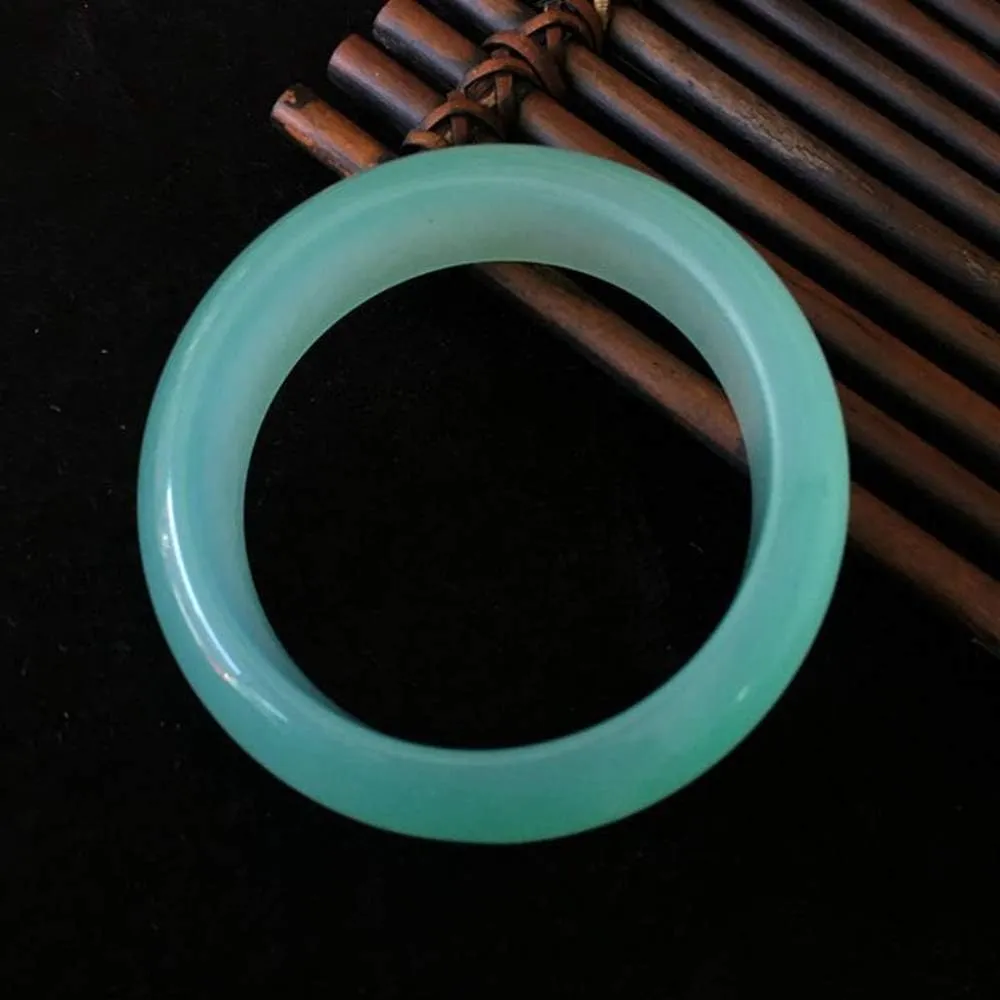 YASHUNJIA-Women's Bangle, Natural Genuine Jadeite Ice Light Green Bangle Quartzite for Mother to Girlfriend