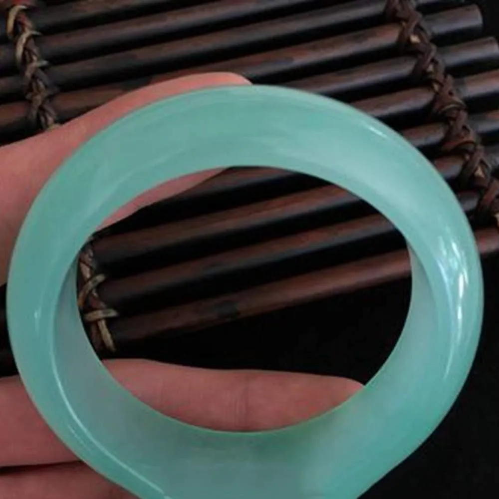 YASHUNJIA-Women's Bangle, Natural Genuine Jadeite Ice Light Green Bangle Quartzite for Mother to Girlfriend