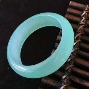 YASHUNJIA-Women's Bangle, Natural Genuine Jadeite Ice Light Green Bangle Quartzite for Mother to Girlfriend