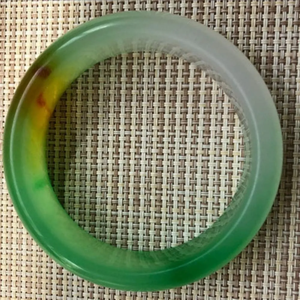 YASHUNJIA-Womens Jade Bangle,Quartzite Floating Flowers Bracelets Female Models Crafts Jade