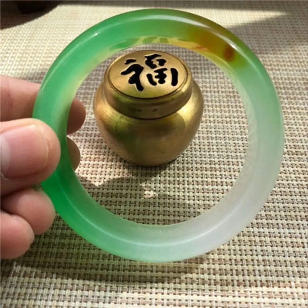YASHUNJIA-Womens Jade Bangle,Quartzite Floating Flowers Bracelets Female Models Crafts Jade