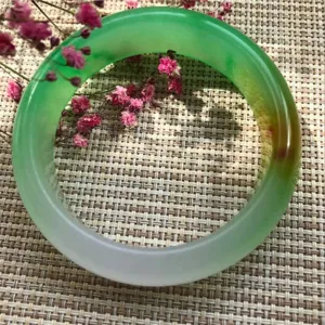 YASHUNJIA-Womens Jade Bangle,Quartzite Floating Flowers Bracelets Female Models Crafts Jade